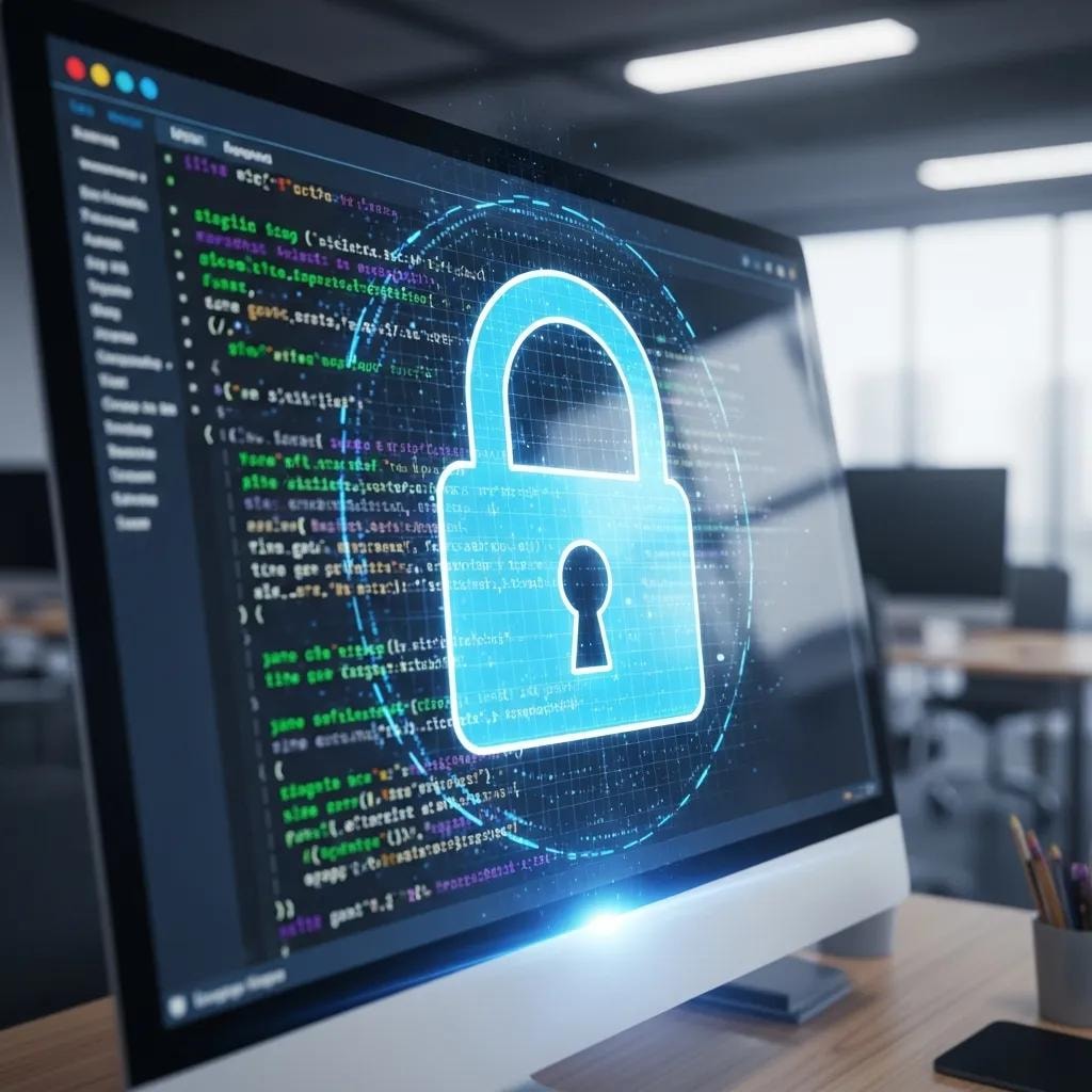 Digital lock symbol on a computer screen representing website security best practices