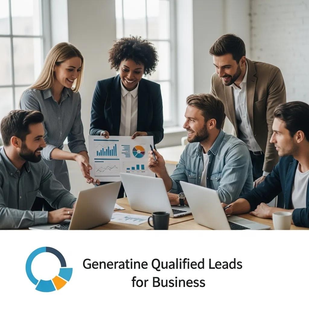 Diverse professionals collaborating on digital marketing strategies to generate qualified leads
