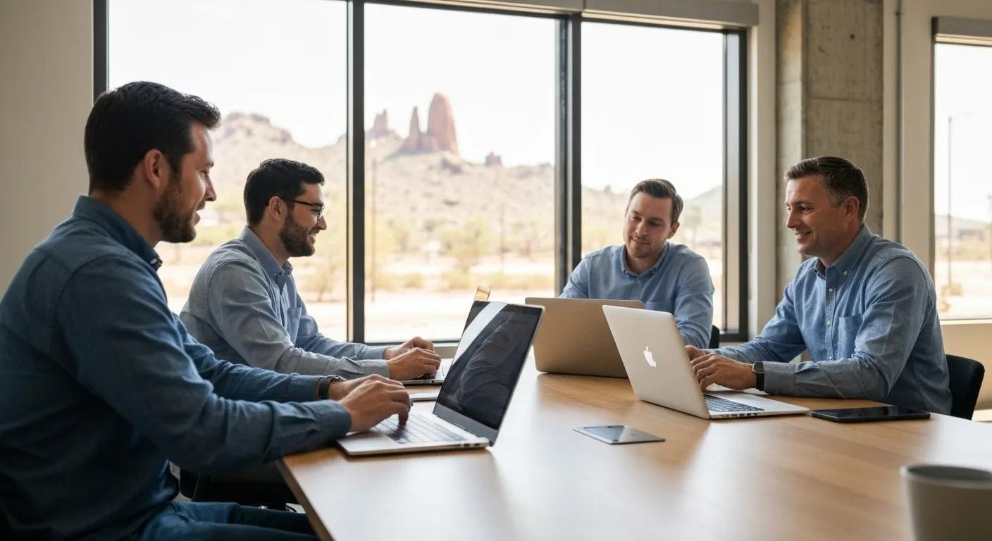 Arizona B2B software professionals collaborating in a modern office setting
