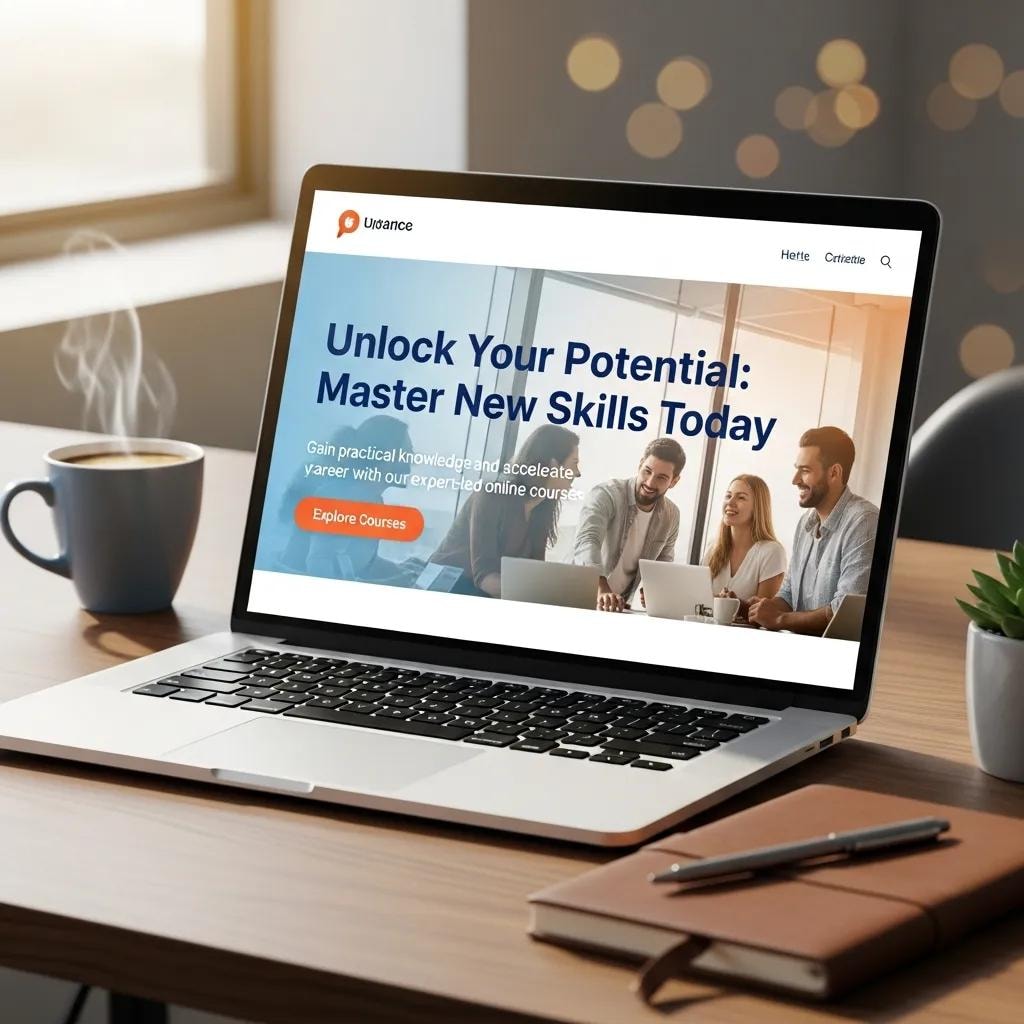 High-converting landing page design on a laptop, showcasing clear messaging and a compelling call to action