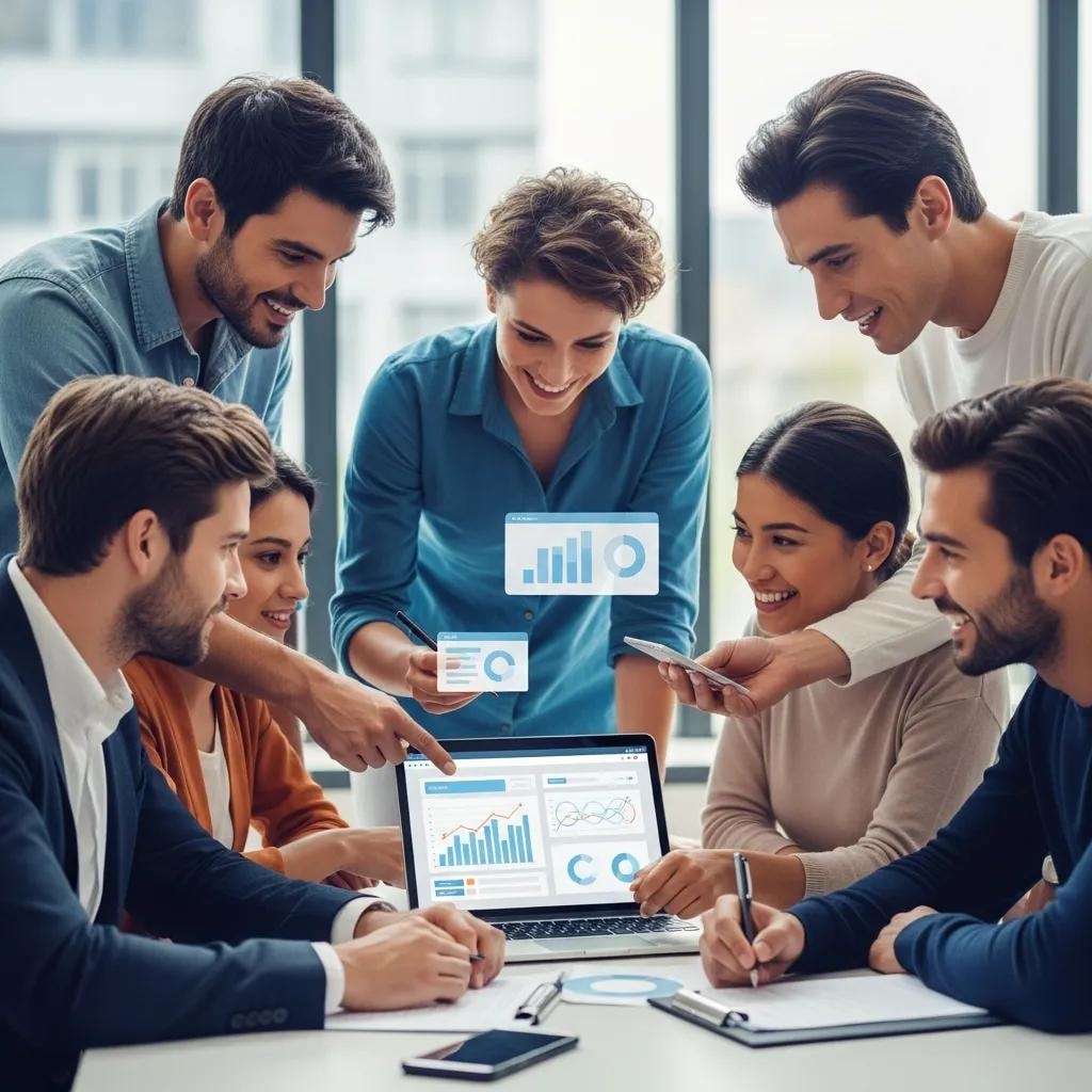 Diverse team collaborating on digital marketing strategies to increase website traffic