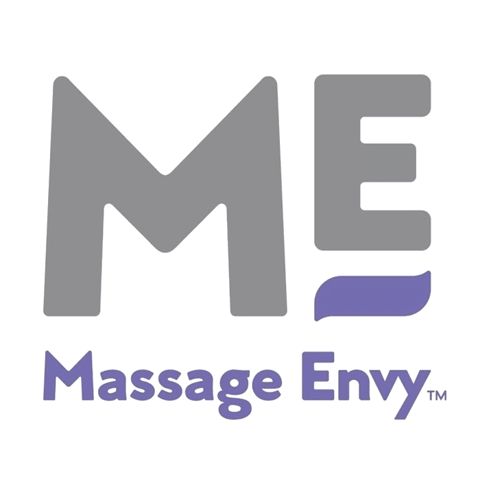 Massage Envy logo featuring the letters "ME" in gray and blue, representing a wellness brand focused on massage and skincare services.