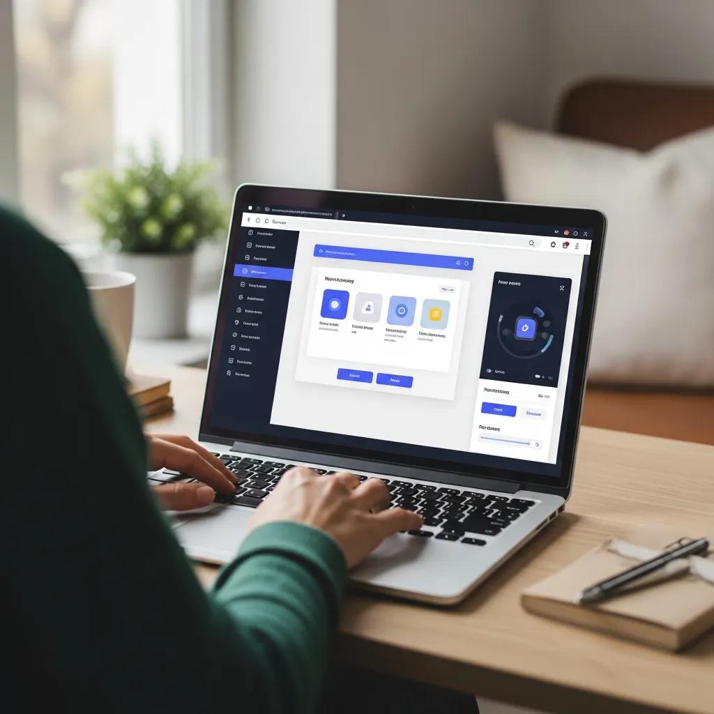 Person interacting with dynamic web interface showcasing micro-interactions in web design
