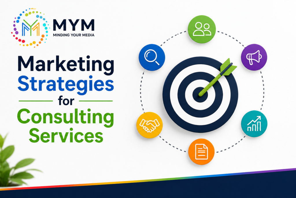 Marketing strategies for consulting services, targeting client acquisition and growth for Minding Your Media.